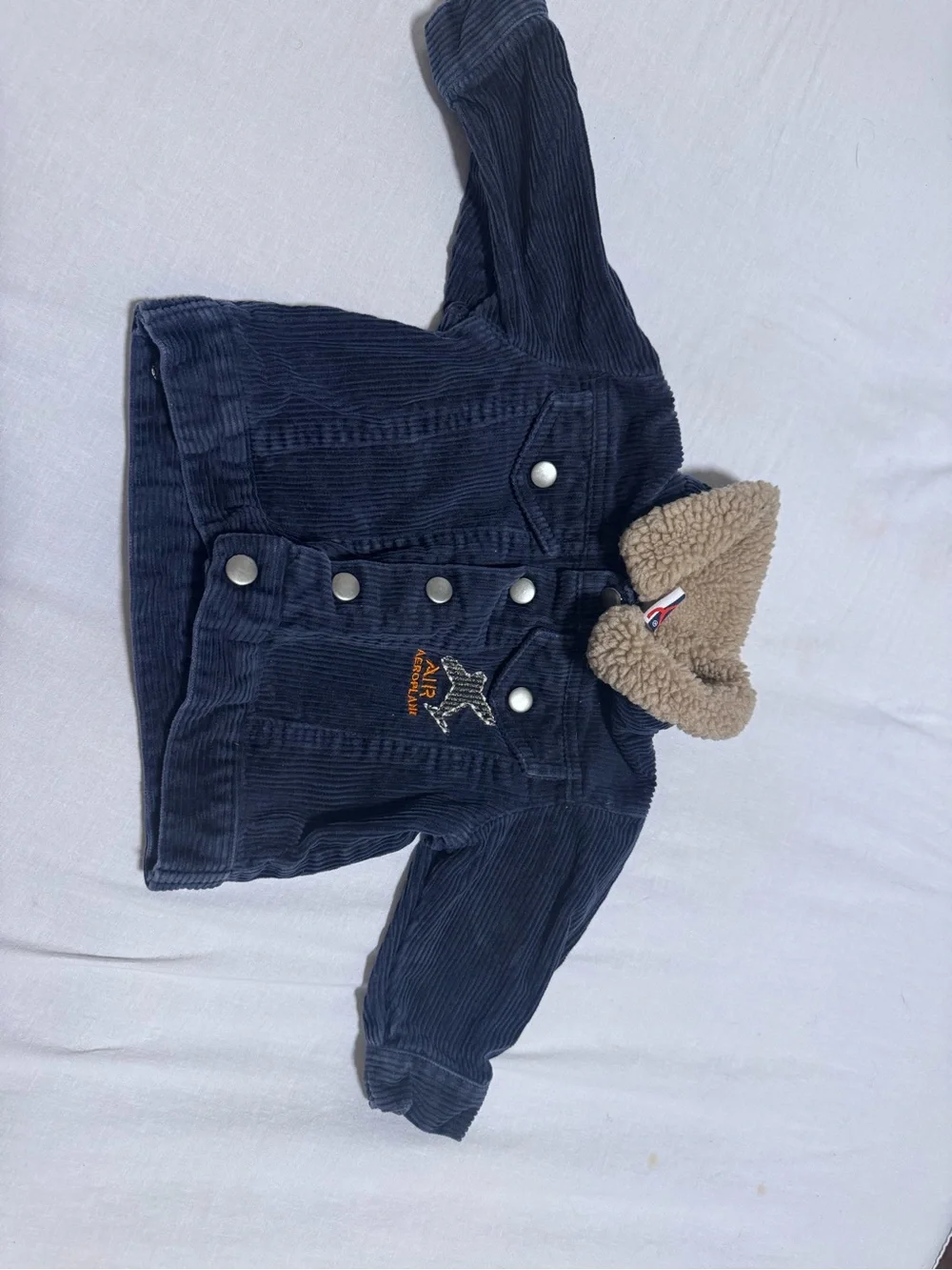 Vintage Y2K Baby Q Navy Blue Corduroy Sherpa Infant Jacket Coat 6-9M Coat VNT